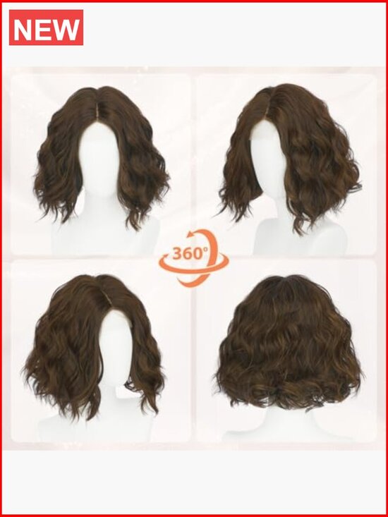11 Inch Short Bob Wig Lace Front Synthetic Hair Wavy Curly Heat Resistant main image 4
